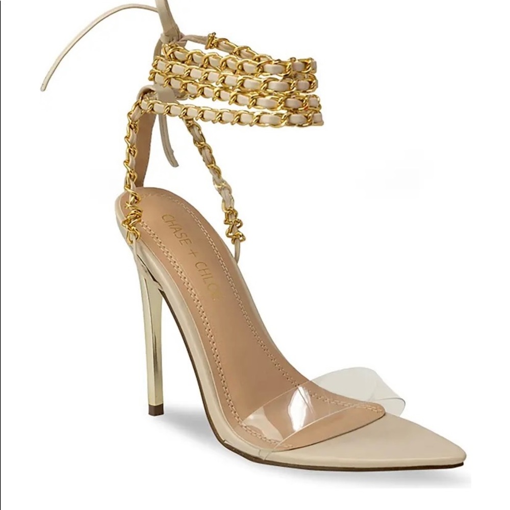 Nude Chase +Chloe size 7 open toe stilettos